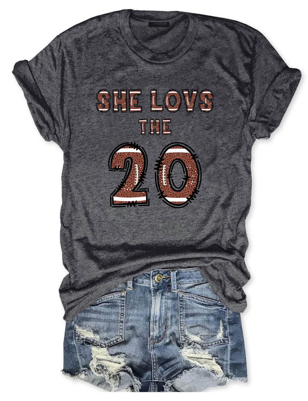 She Loves The Football Custom Number T-shirt