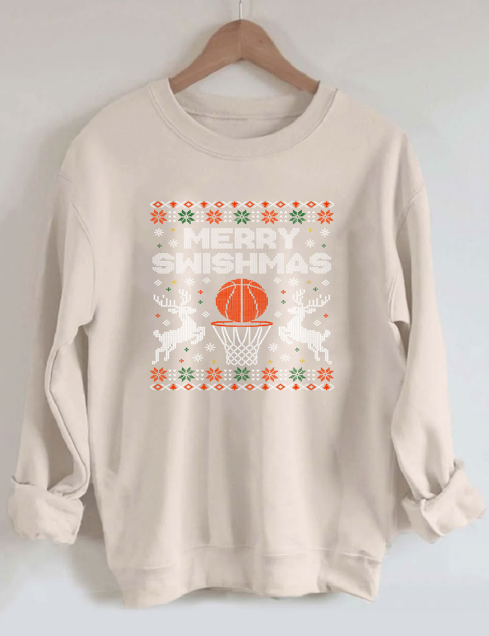 Merry Swishmas Ugly Basketball Sweatshirt