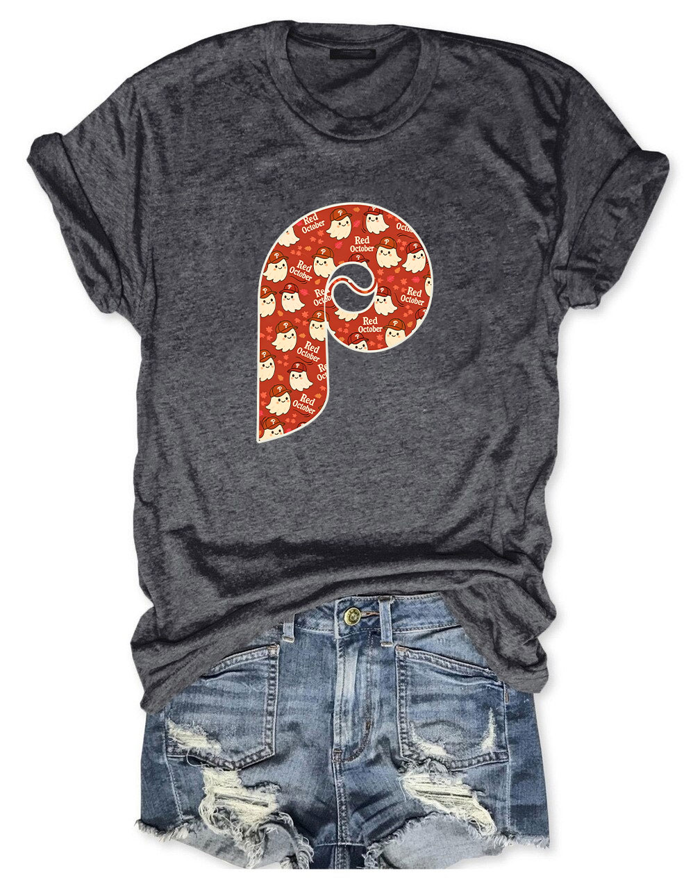 Retro Phillies "Red October" Ghost Baseball T-Shirt