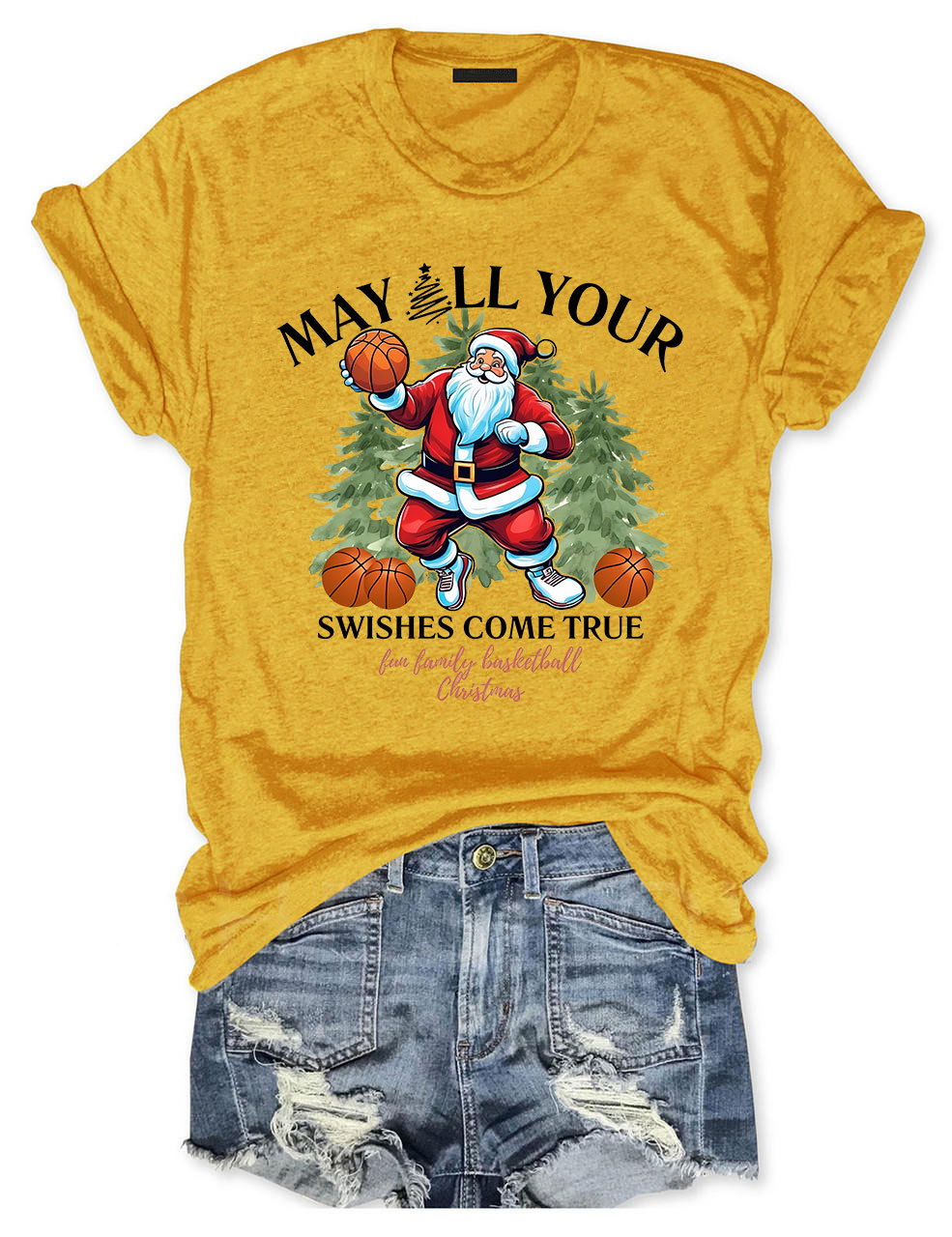 Merry Swishmas Christmas Basketball T-shirt