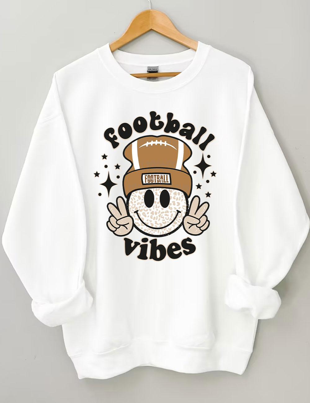 Football Vibes Beanie Happy Face Sweatshirt