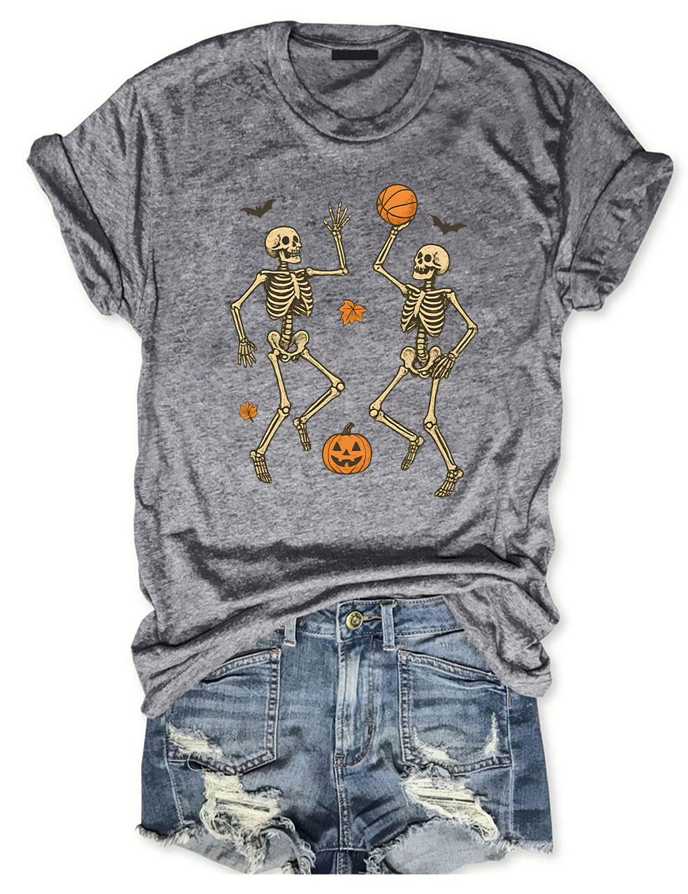 Skeleton Basketball Halloween Funny T-shirt