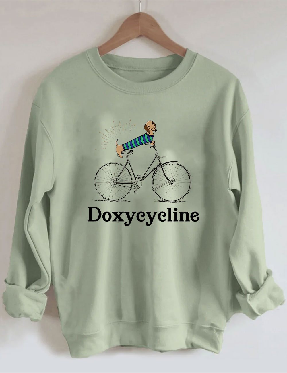 Weenie Dog Riding Bike Sweatshirt