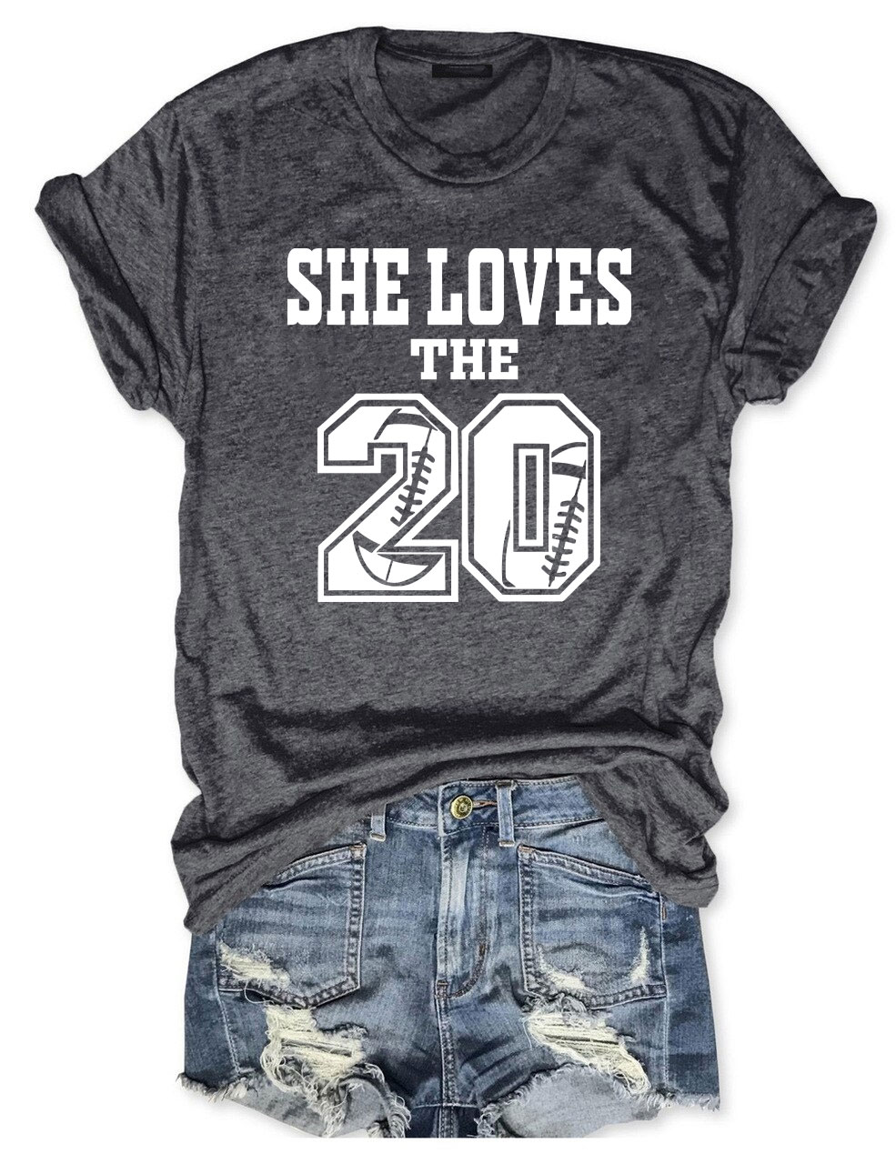 She Loves The Football Custom Number T-shirt