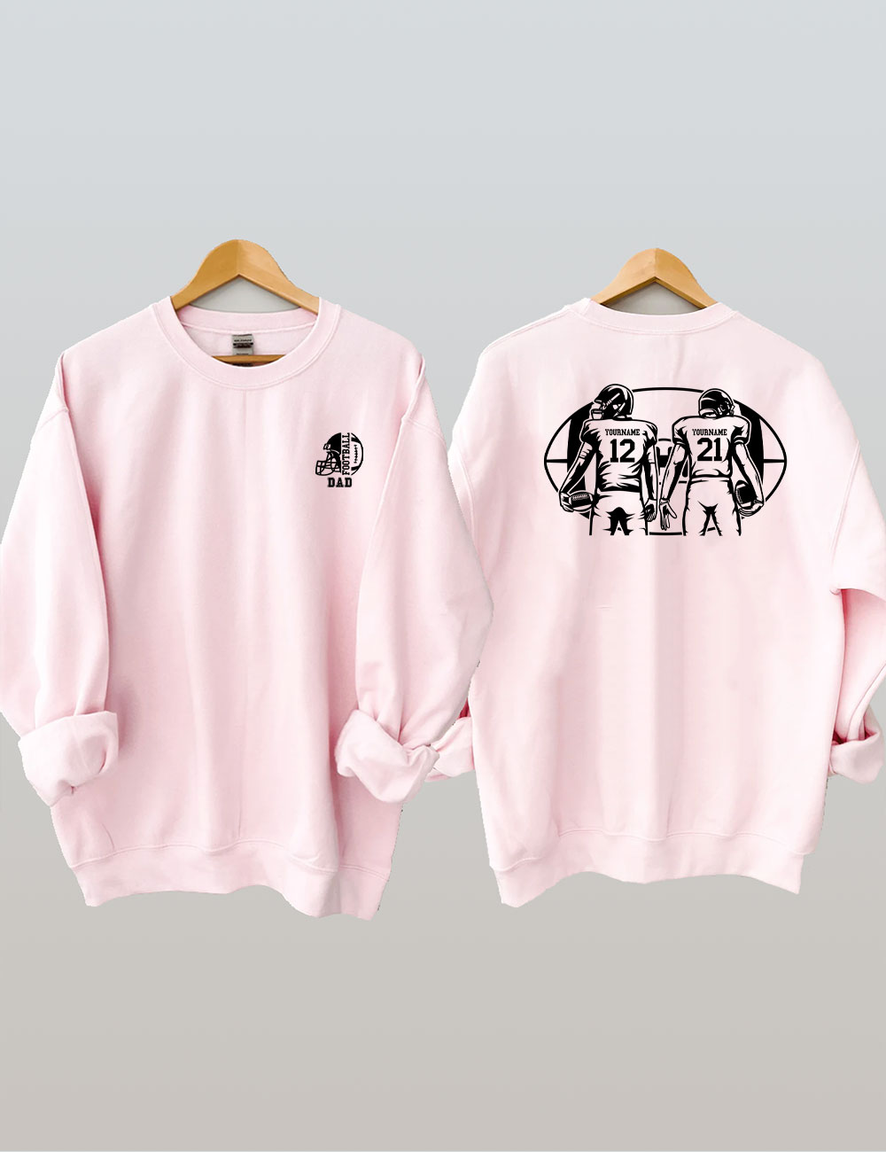 2 Players Custom Football Dad Sweatshirt