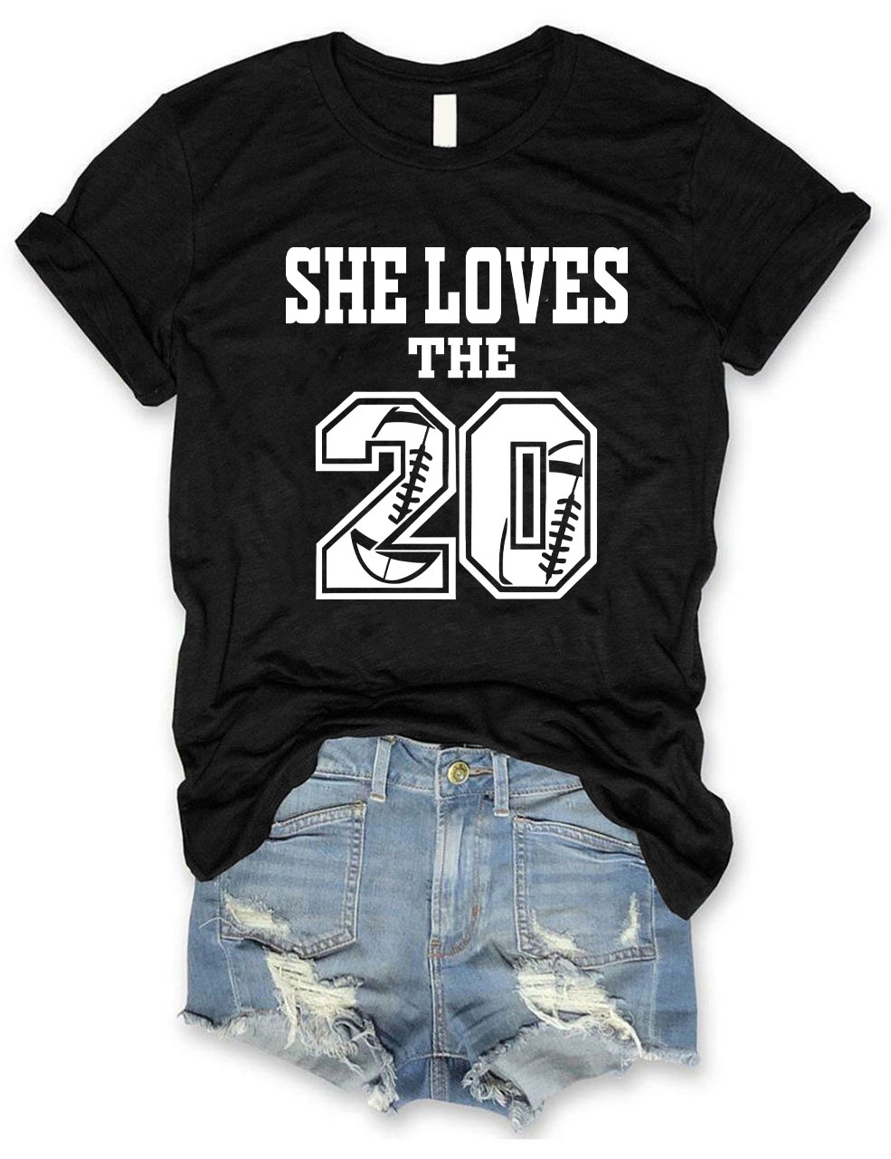 She Loves The Football Custom Number T-shirt