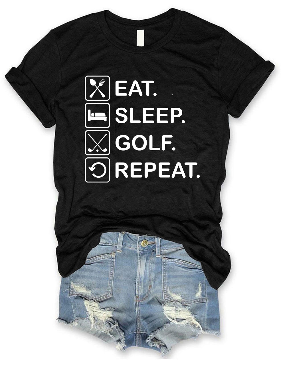 Eat Sleep Golf Repeat Funny Golf  T-shirt