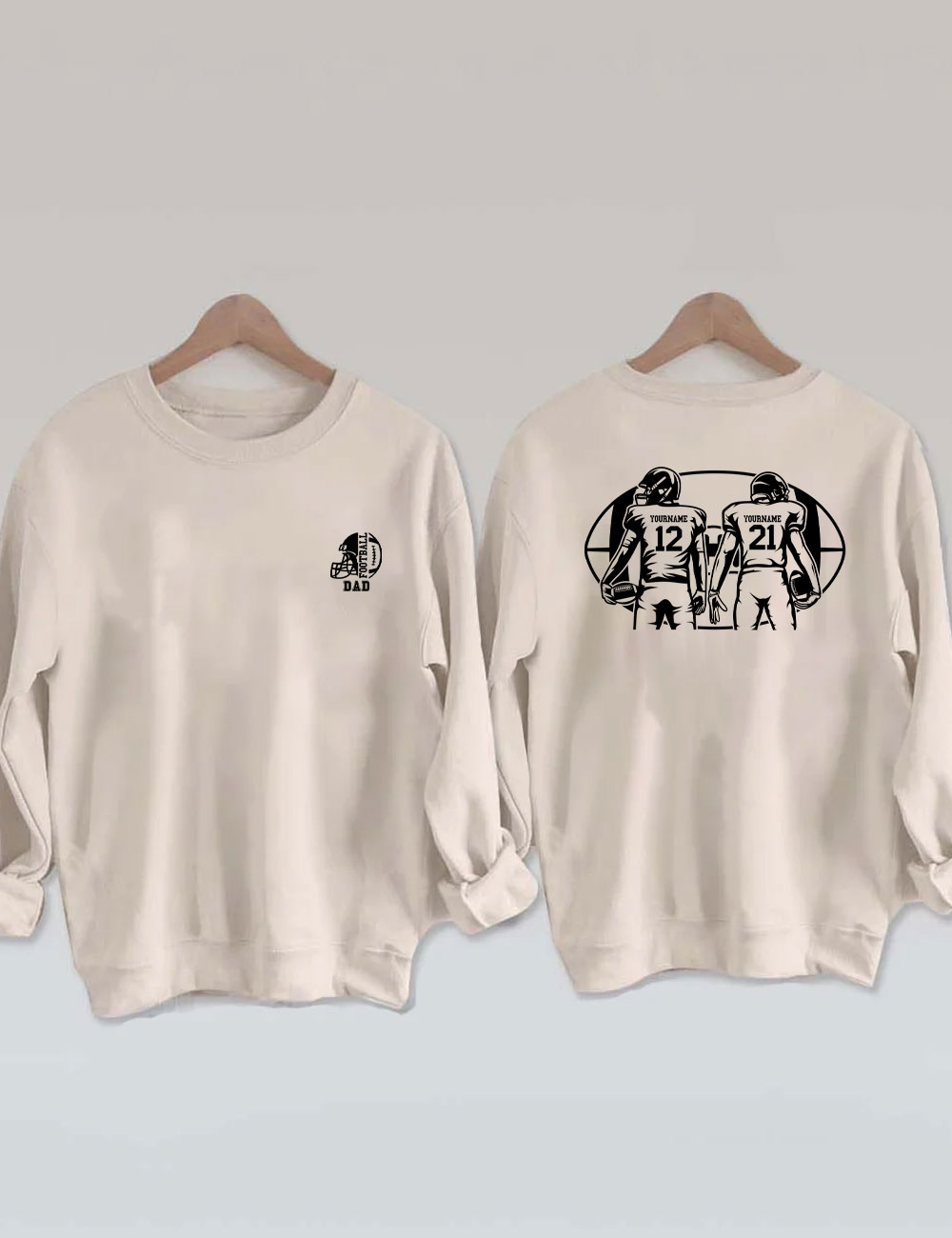 2 Players Custom Football Dad Sweatshirt