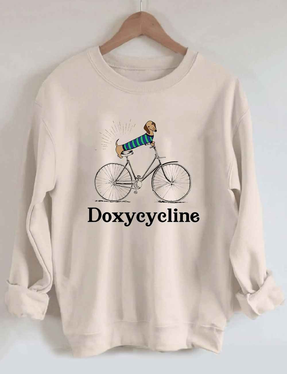 Weenie Dog Riding Bike Sweatshirt