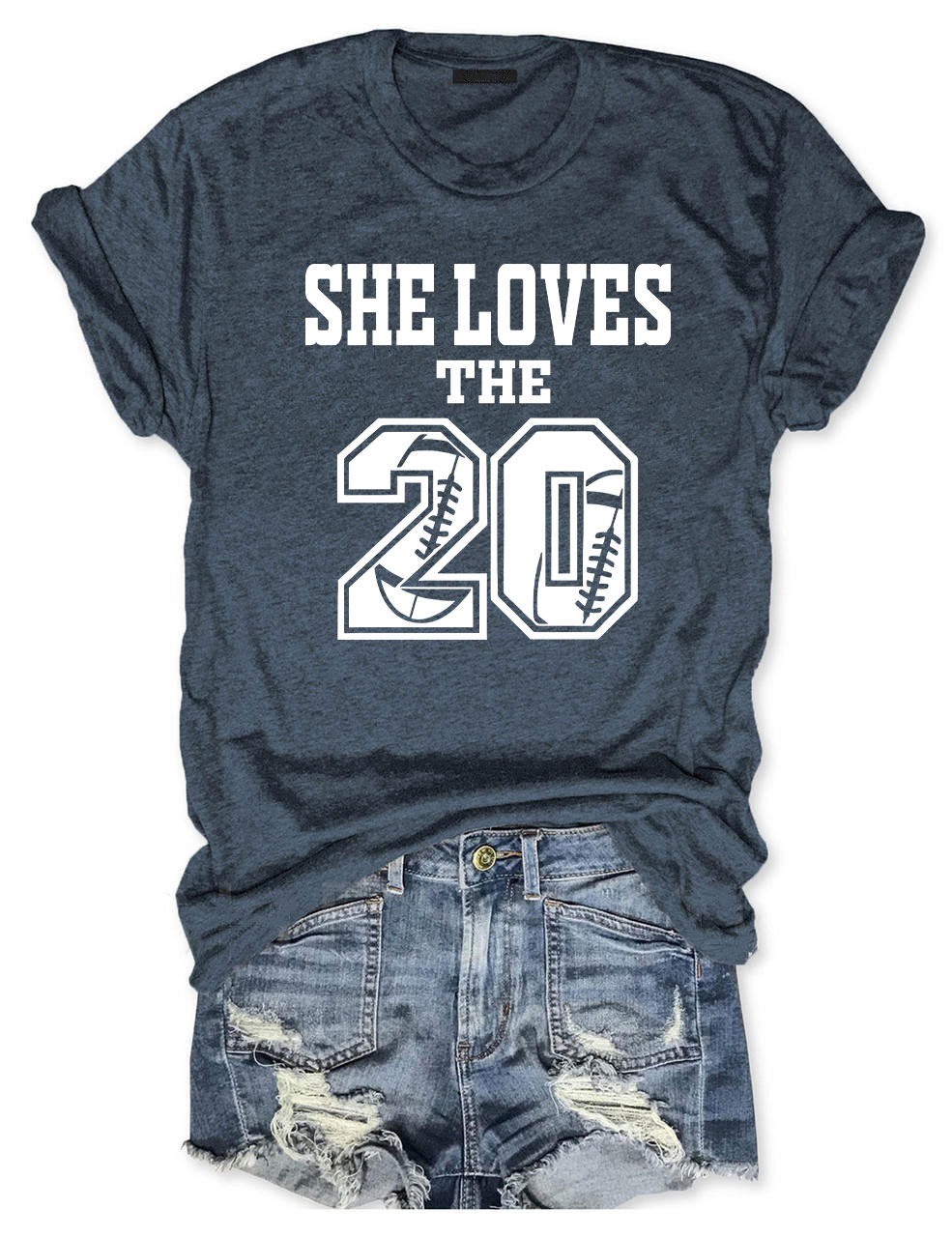 She Loves The Football Custom Number T-shirt