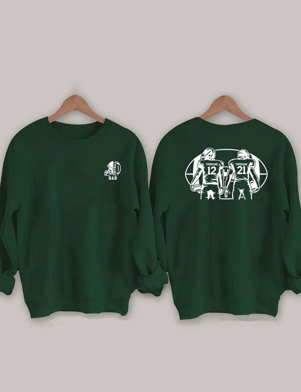 2 Players Custom Football Dad Sweatshirt
