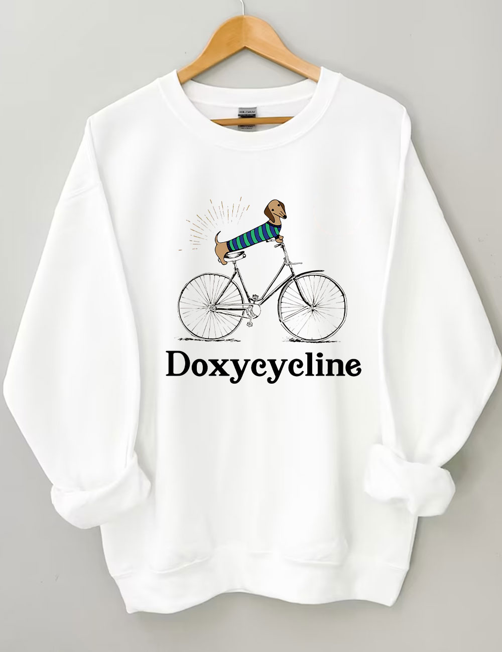 Weenie Dog Riding Bike Sweatshirt