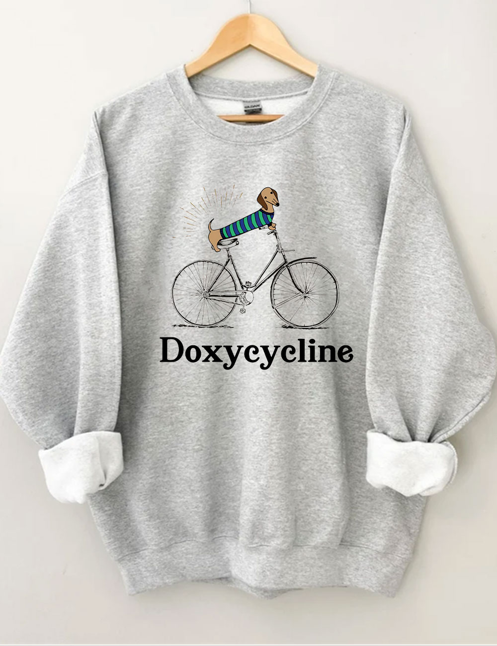 Weenie Dog Riding Bike Sweatshirt