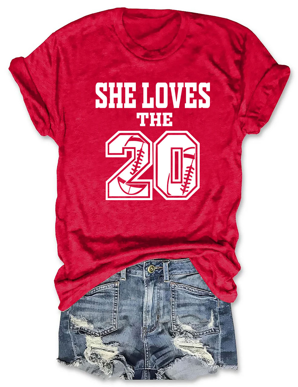 She Loves The Football Custom Number T-shirt