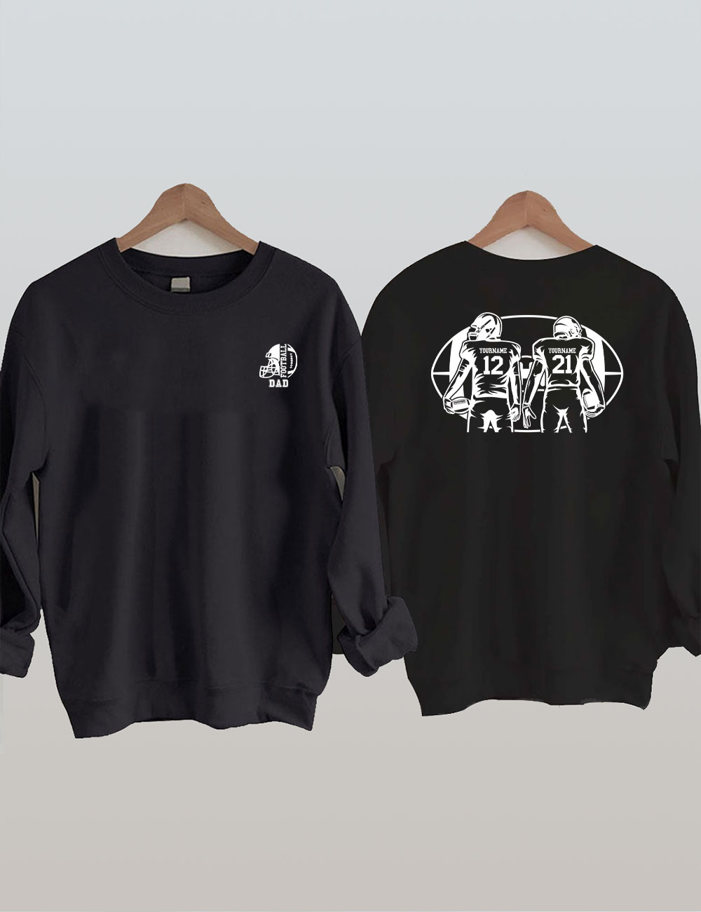 2 Players Custom Football Dad Sweatshirt