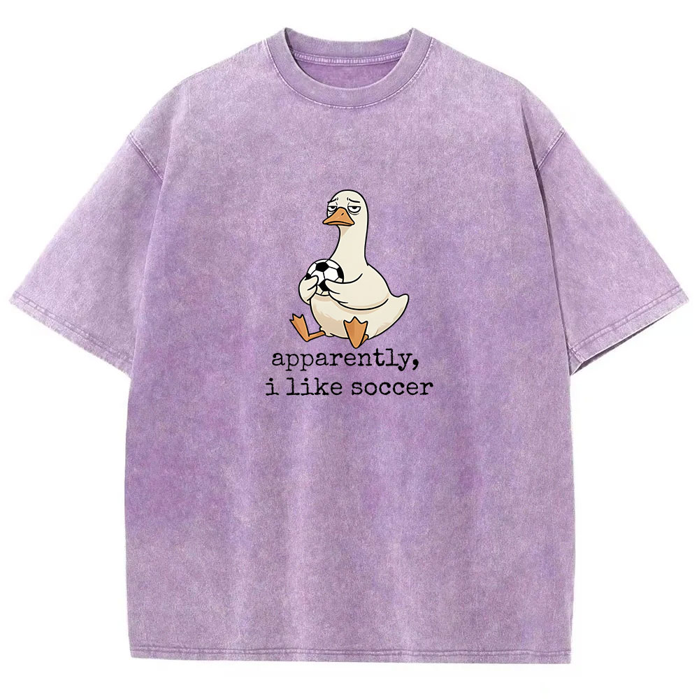 Apparently I Like Soccer Silly Goose Washed T-shirt