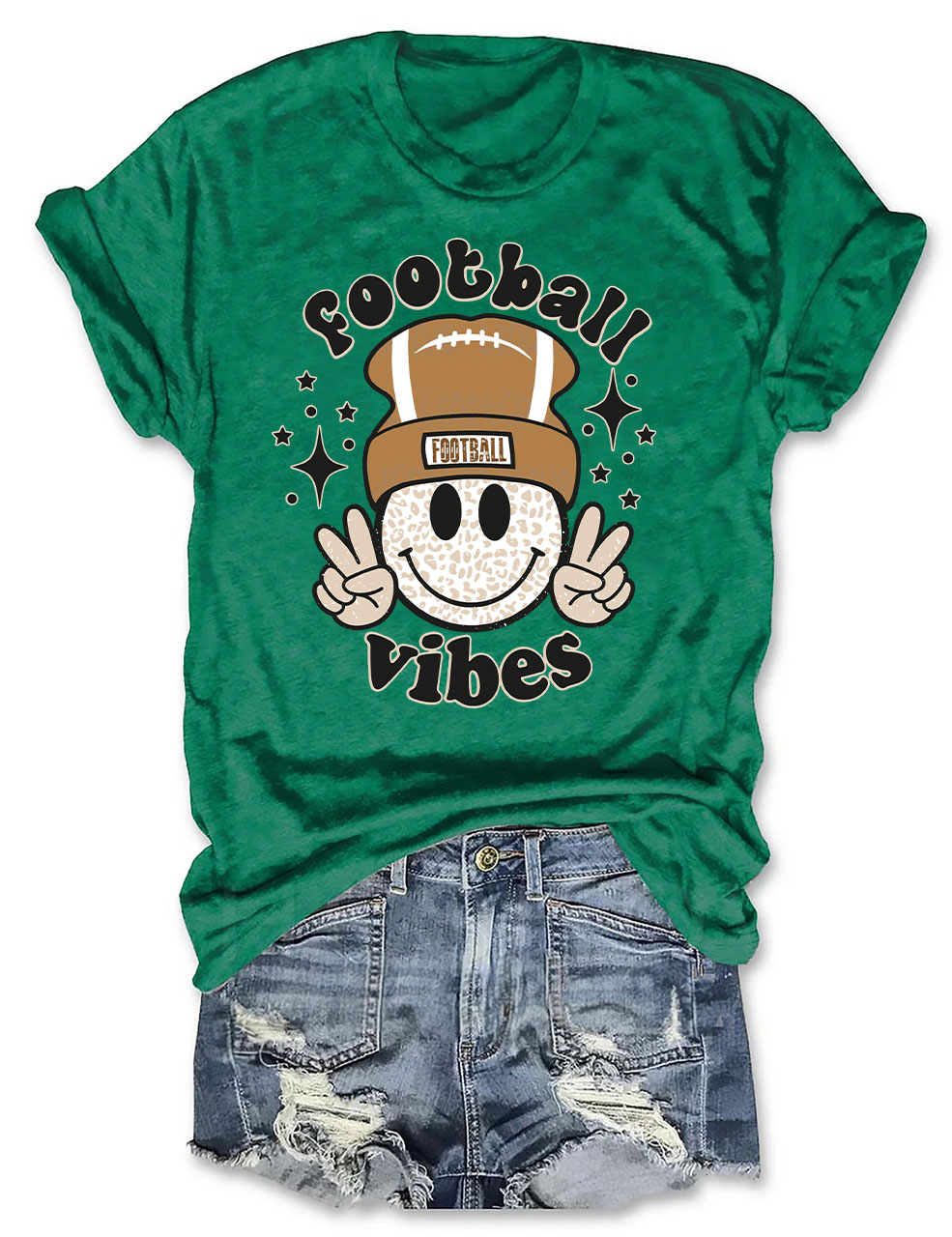 Football Vibes Beanie Happy Face T-Shirt