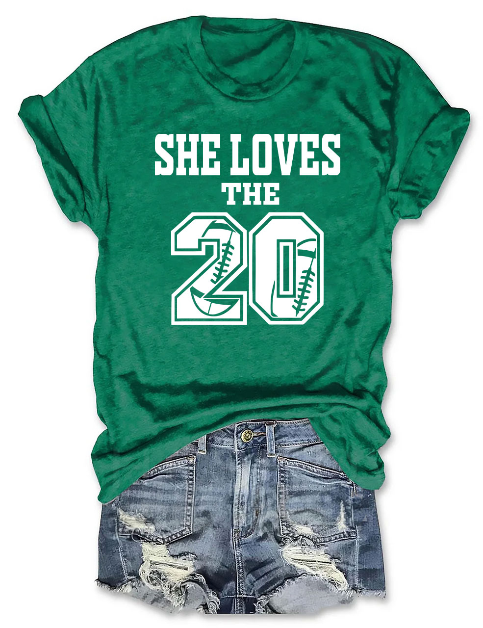 She Loves The Football Custom Number T-shirt