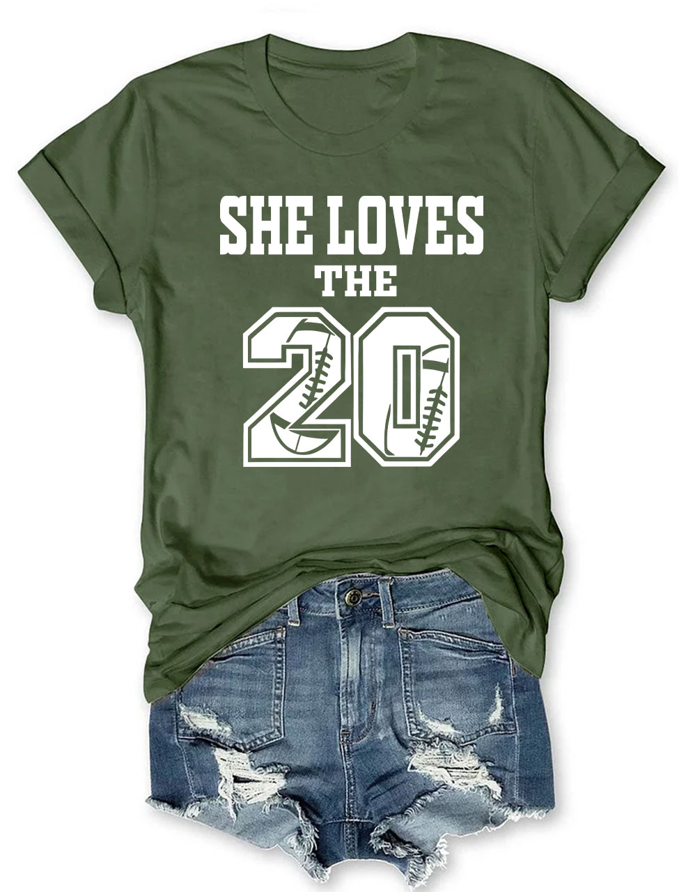 She Loves The Football Custom Number T-shirt