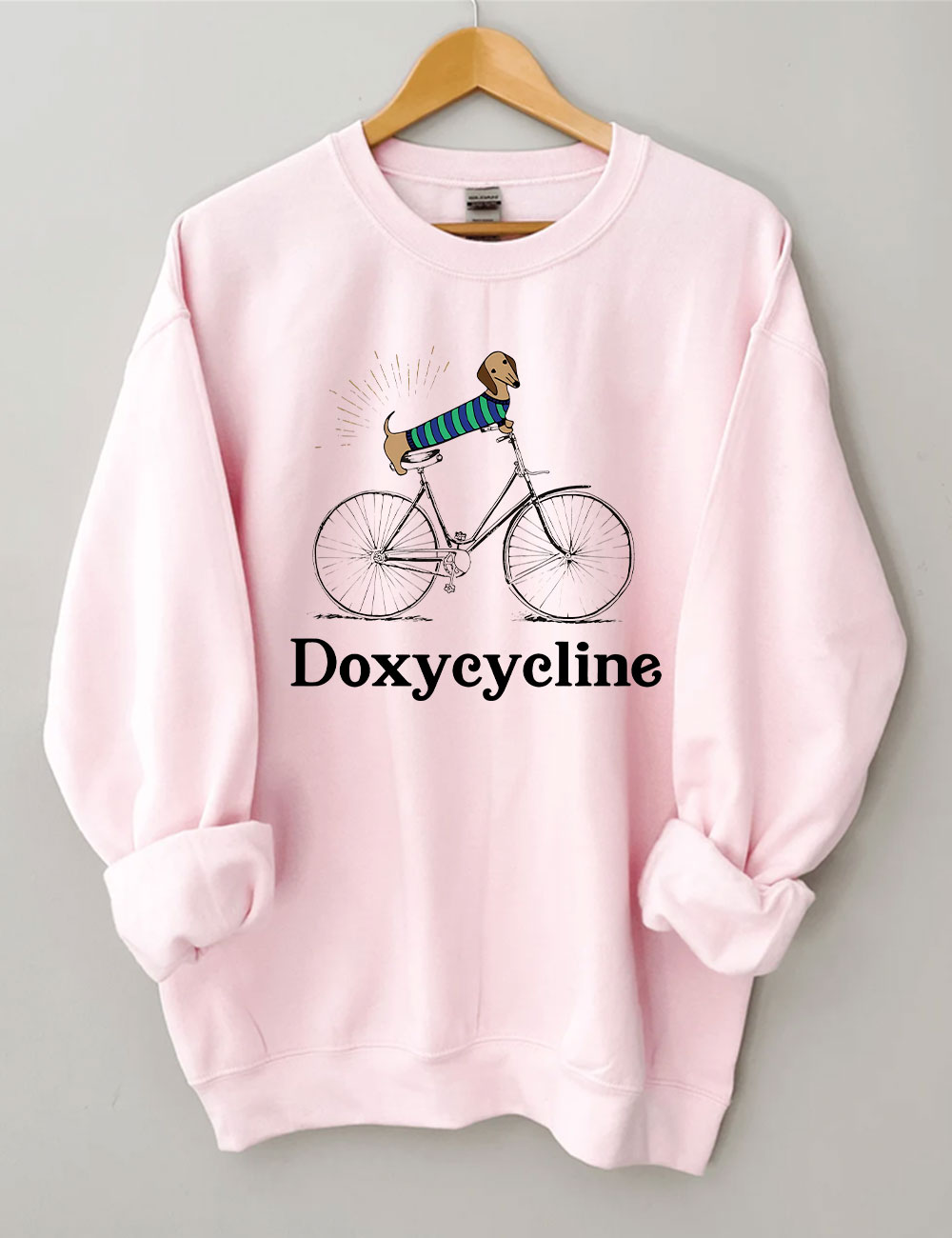 Weenie Dog Riding Bike Sweatshirt