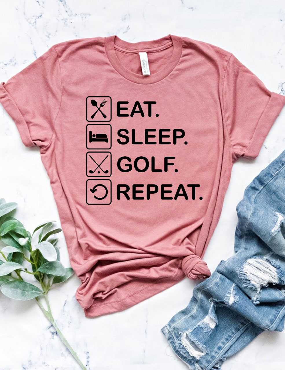 Eat Sleep Golf Repeat Funny Golf  T-shirt
