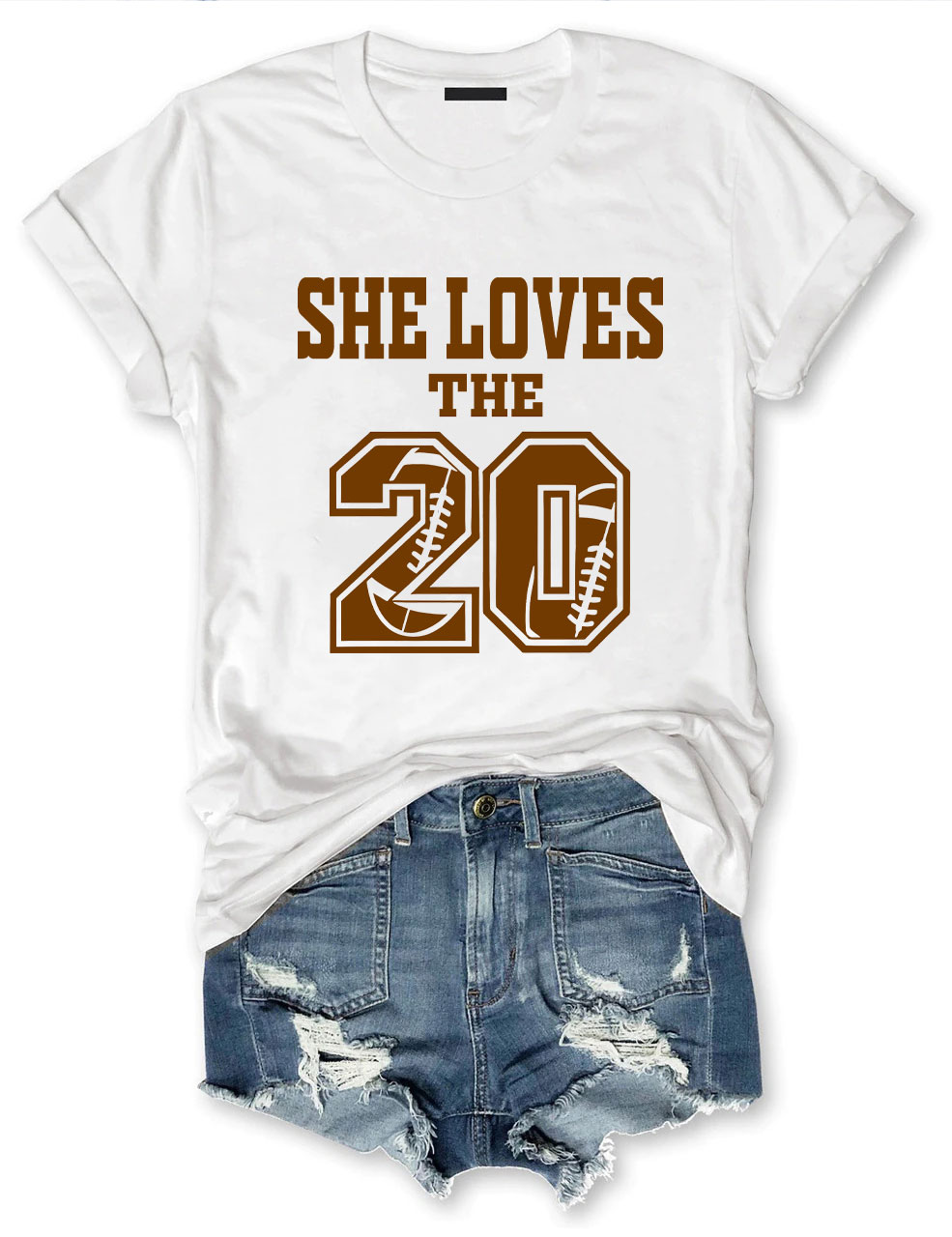 She Loves The Football Custom Number T-shirt