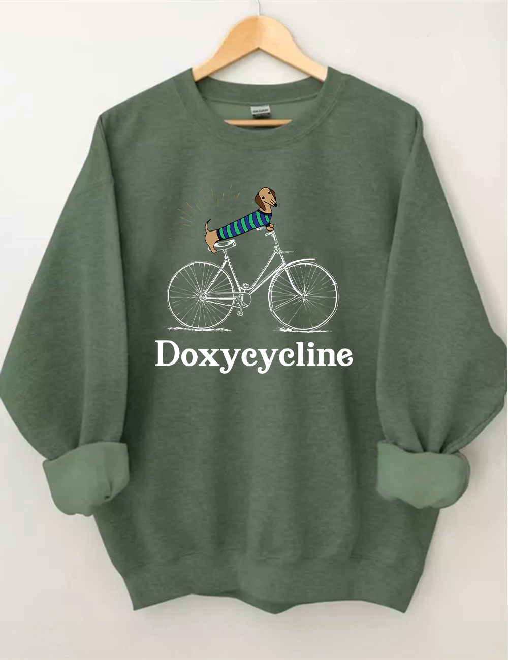 Weenie Dog Riding Bike Sweatshirt
