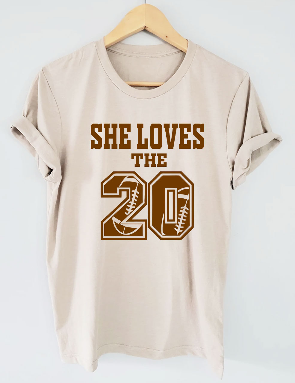 She Loves The Football Custom Number T-shirt