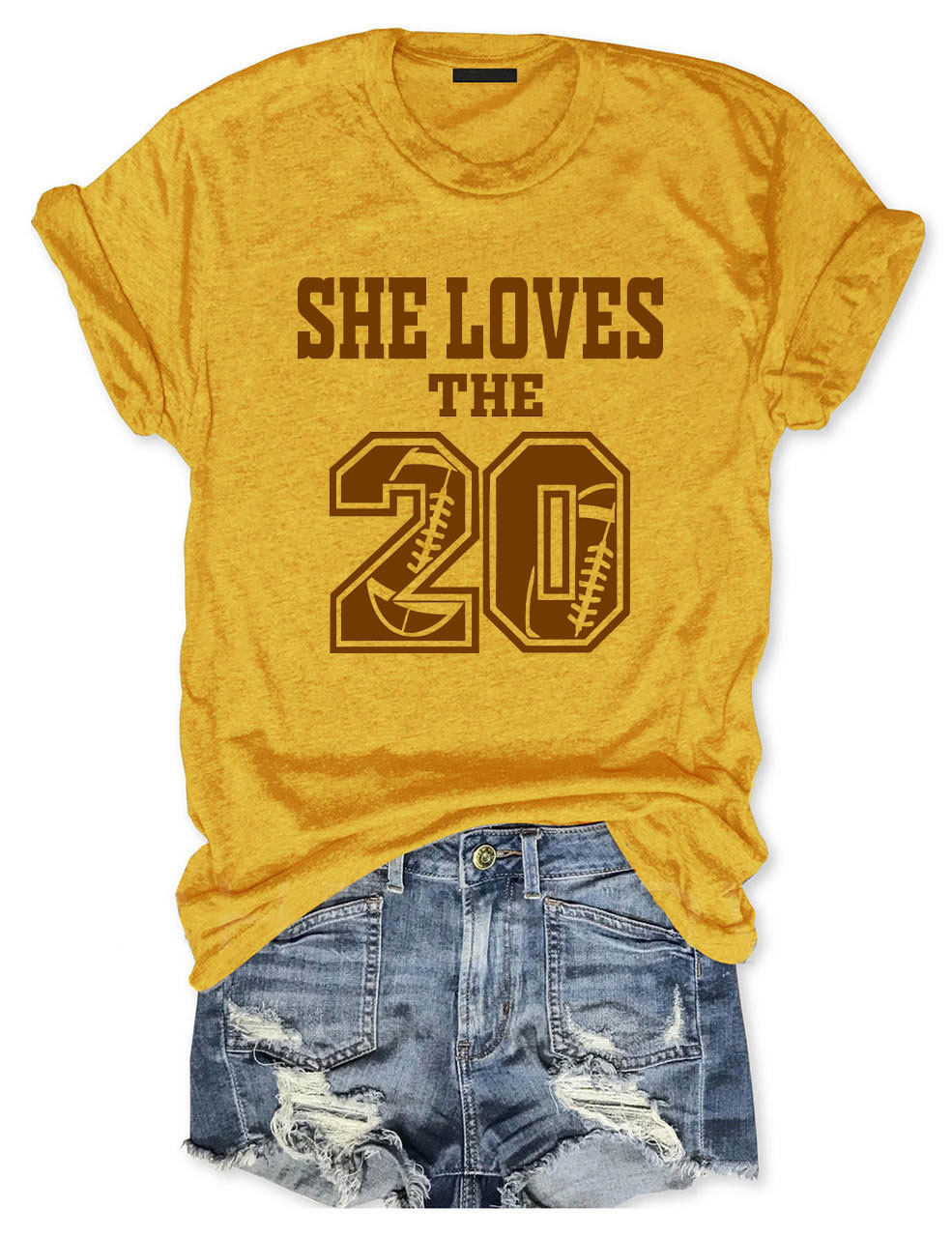She Loves The Football Custom Number T-shirt