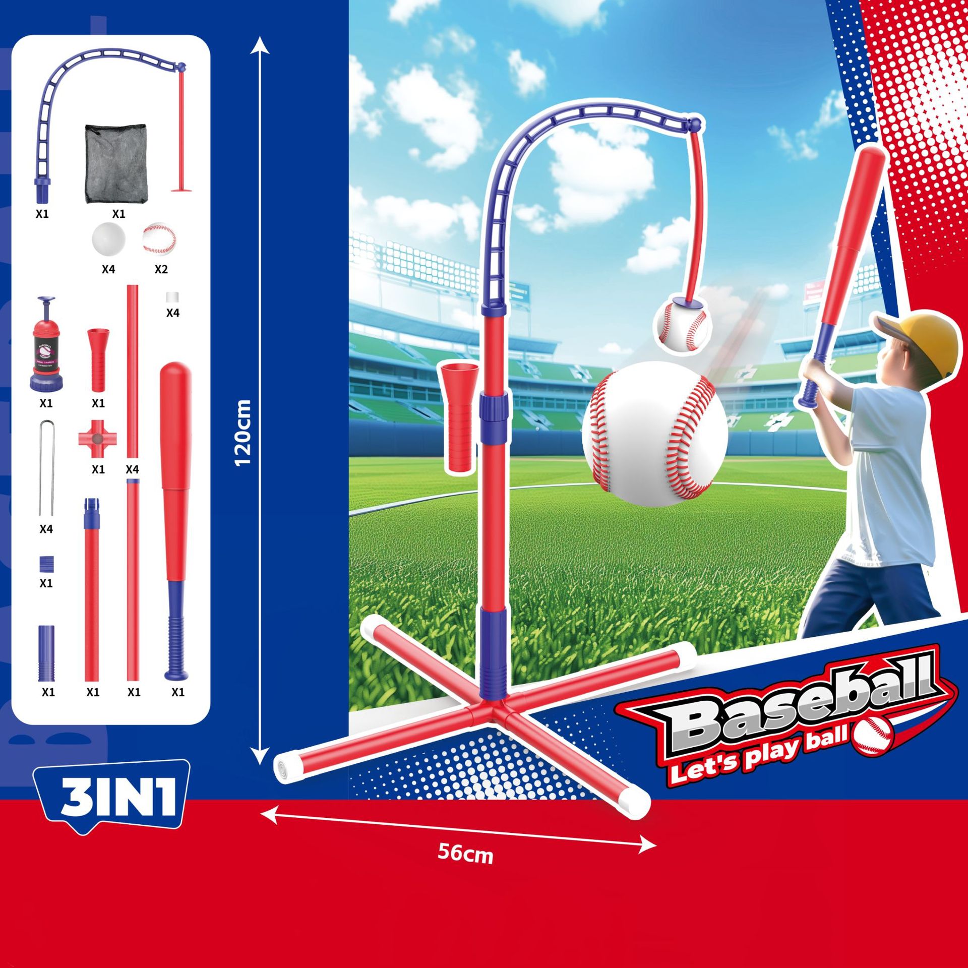 3-in-1 Tee Ball Set for Kids