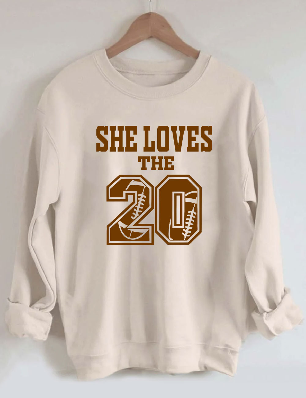 She Loves The Football Custom Number Sweatshirt