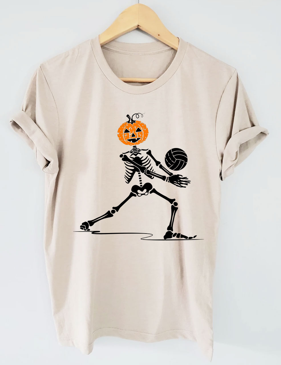 Skeleton Volleyball Pumpkin T-shirt