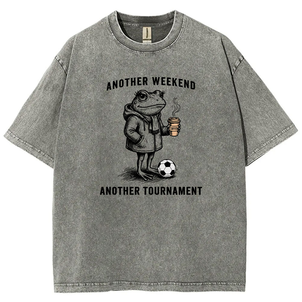 Another Weekend  Frog Funny Soccer Mom Washed T-shirt