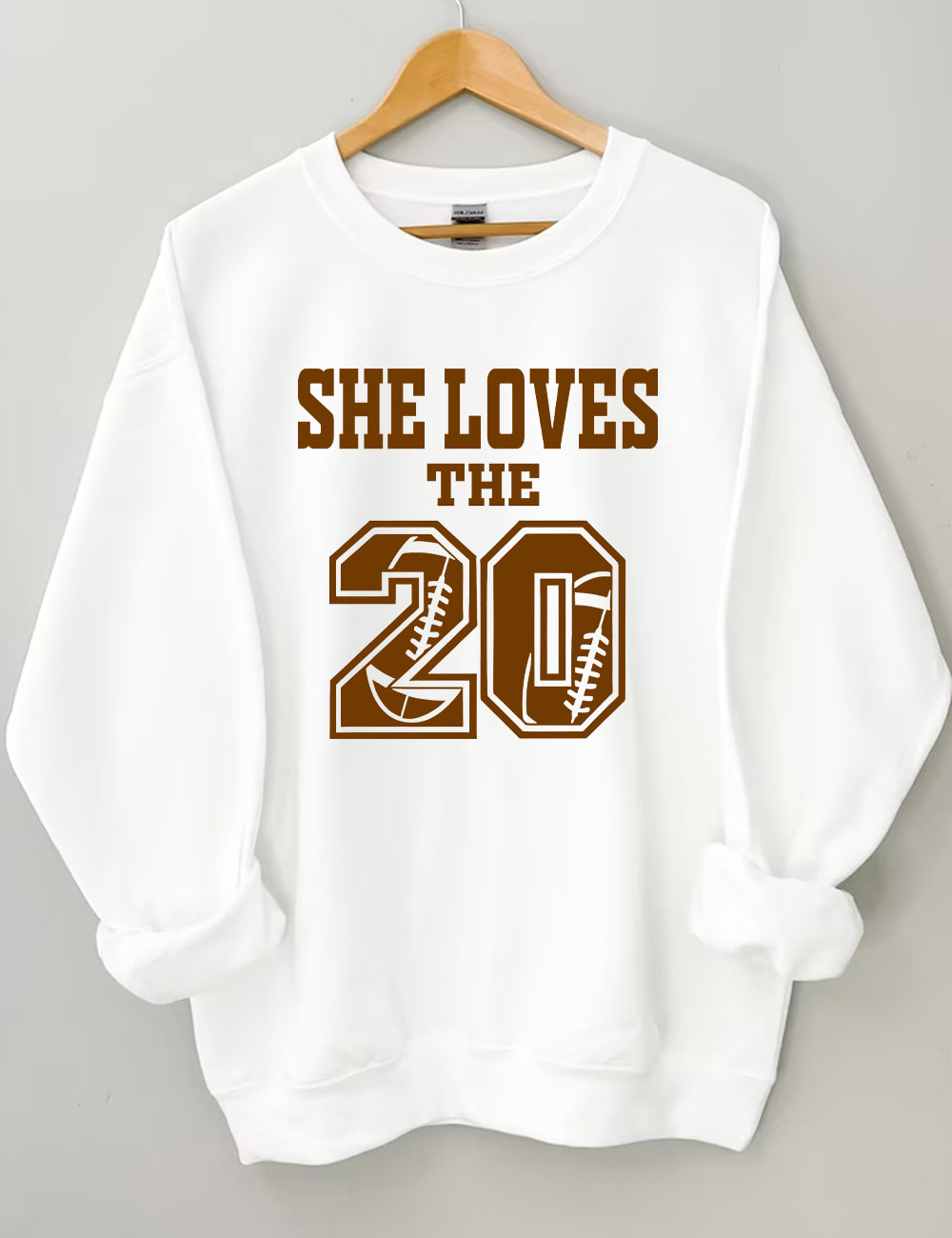 She Loves The Football Custom Number Sweatshirt