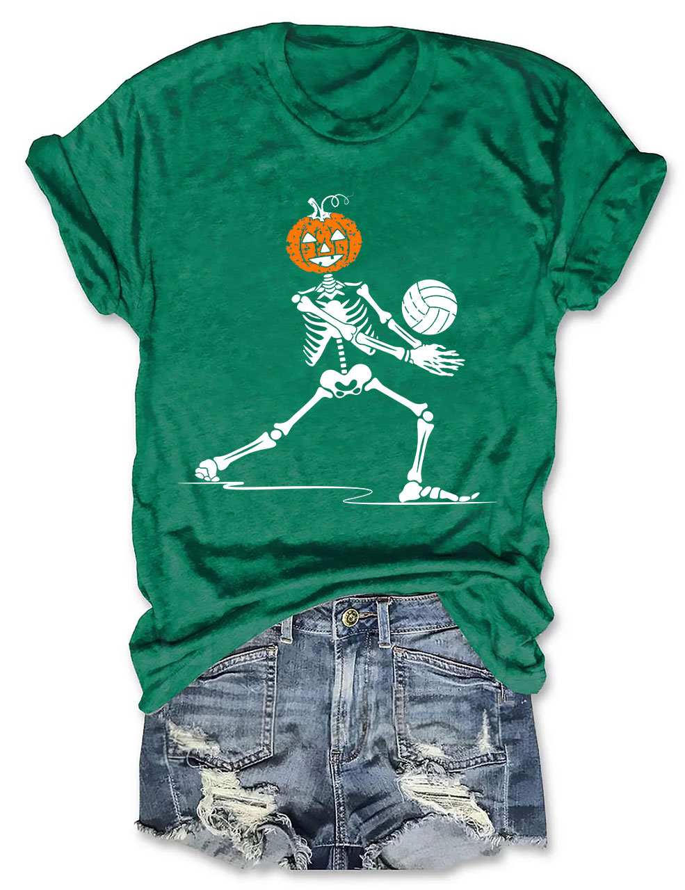Skeleton Volleyball Pumpkin T-shirt