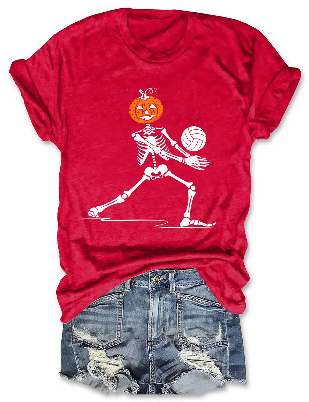 Skeleton Volleyball Pumpkin T-shirt