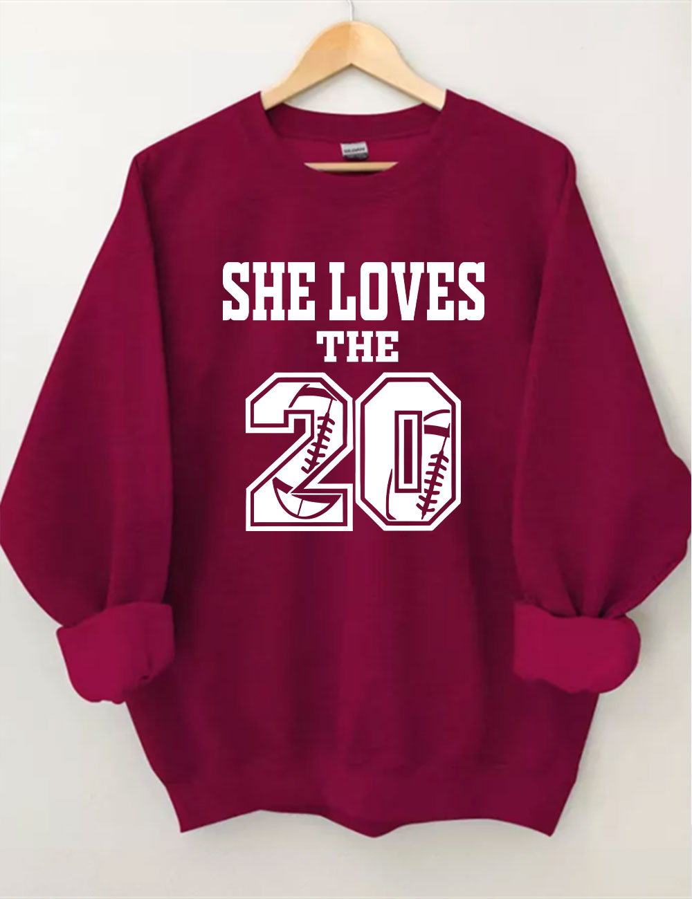 She Loves The Football Custom Number Sweatshirt