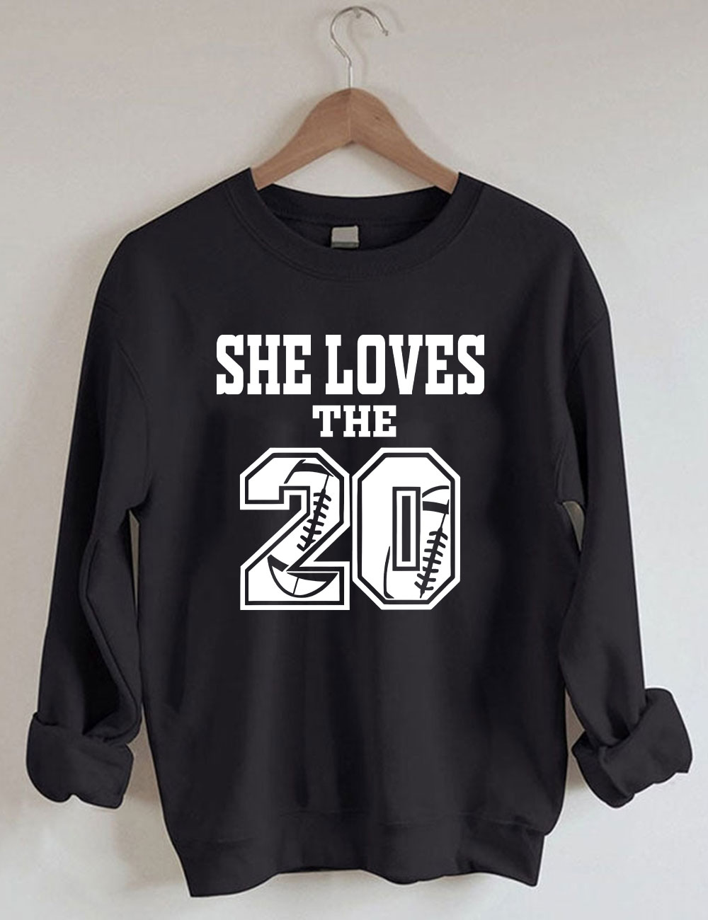 She Loves The Football Custom Number Sweatshirt