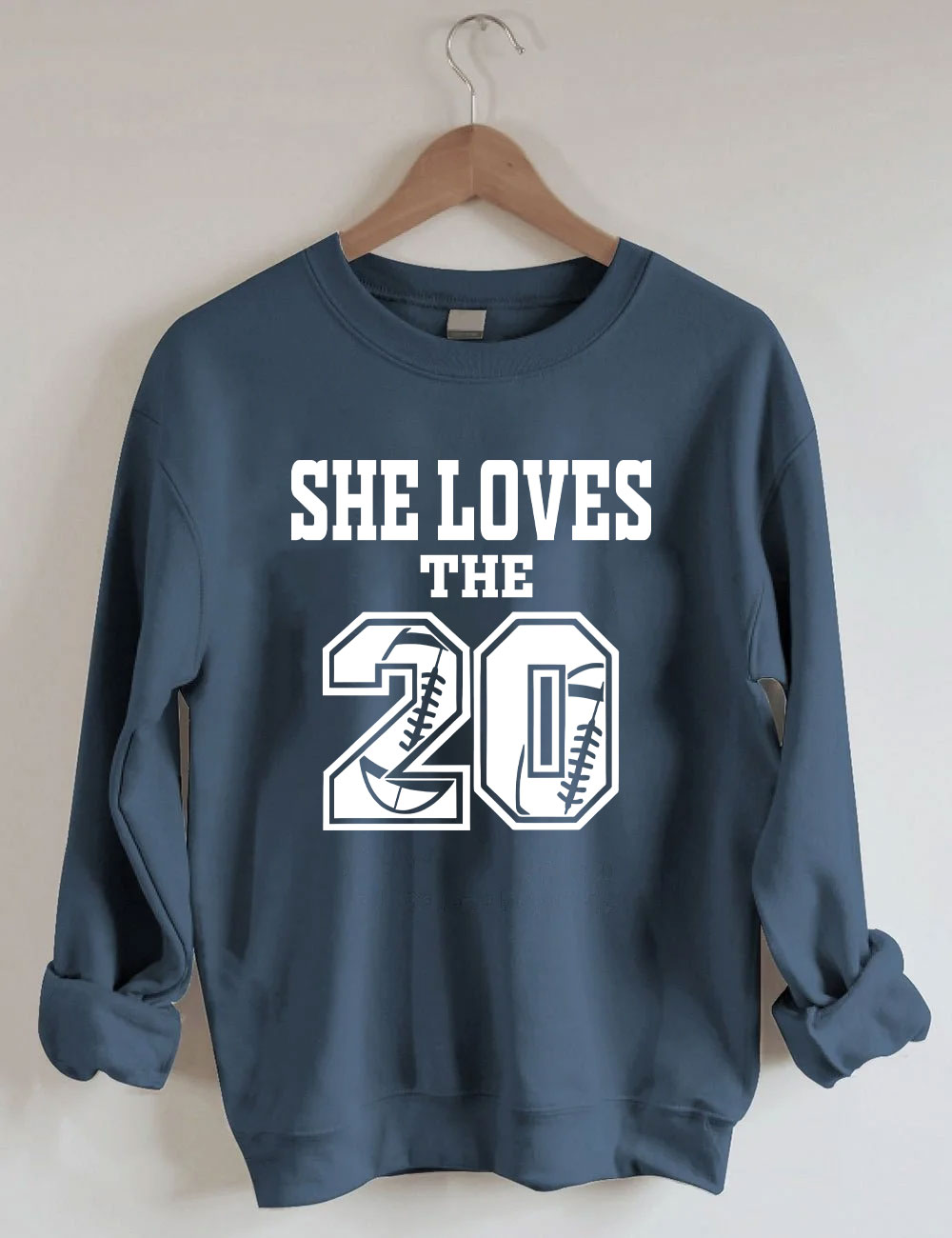 She Loves The Football Custom Number Sweatshirt