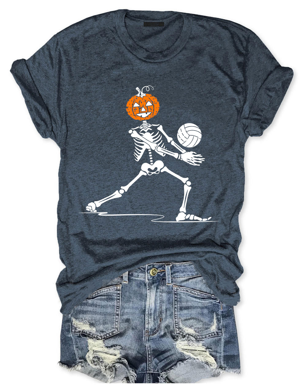 Skeleton Volleyball Pumpkin T-shirt