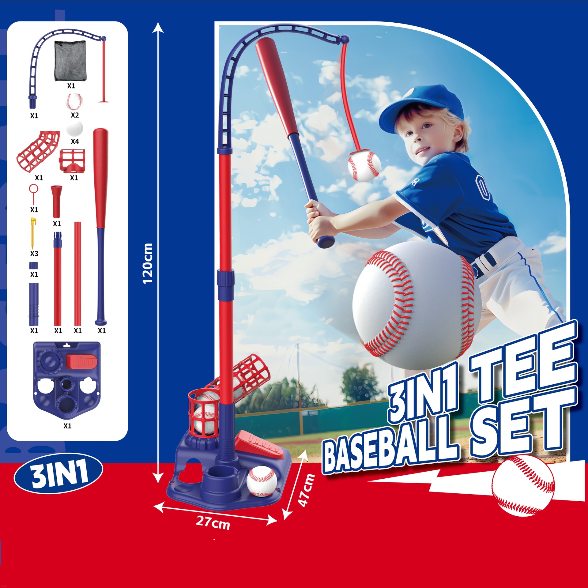 3-in-1 Tee Ball Set for Kids