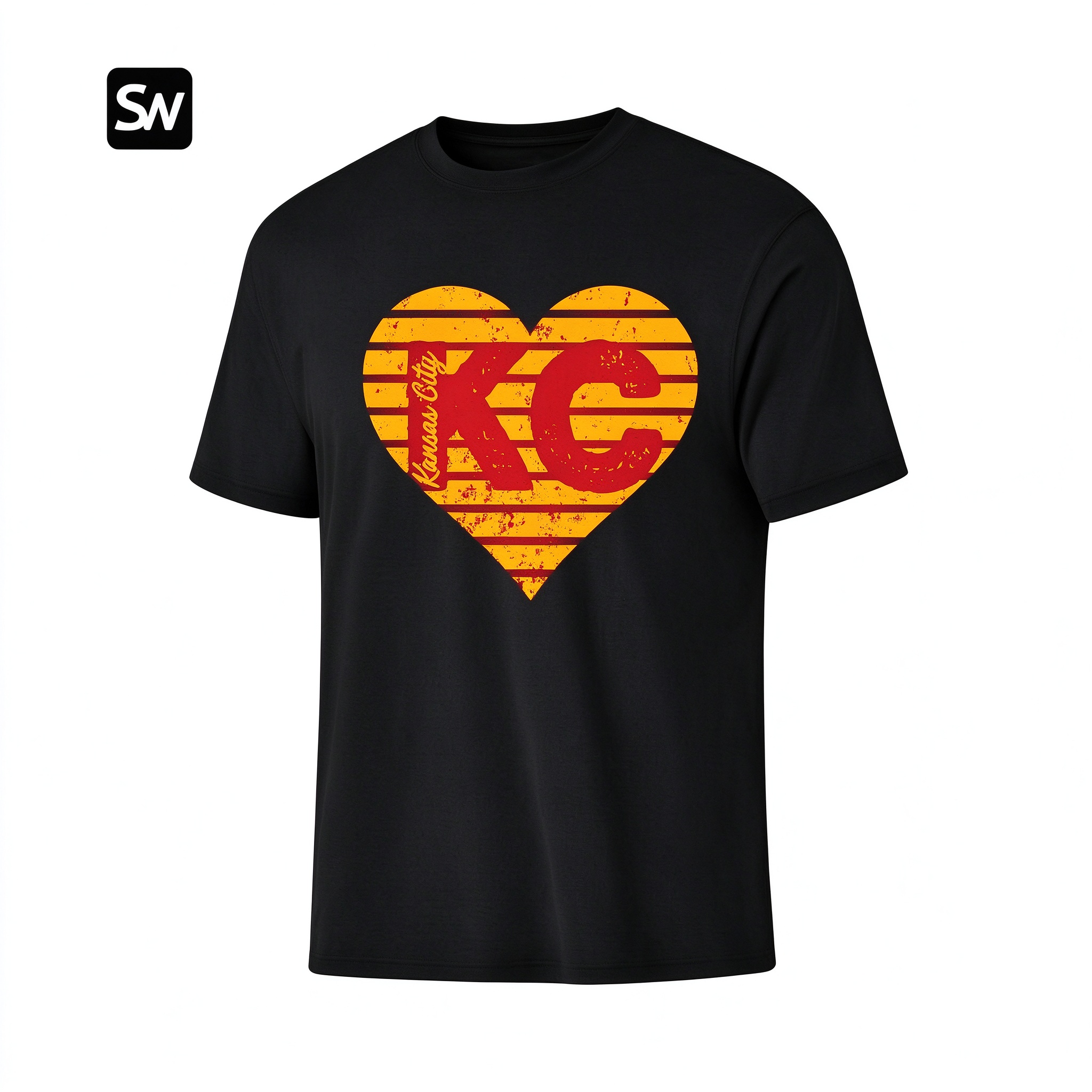 KC Heart Stripes Football Dry-easy T-Shirt