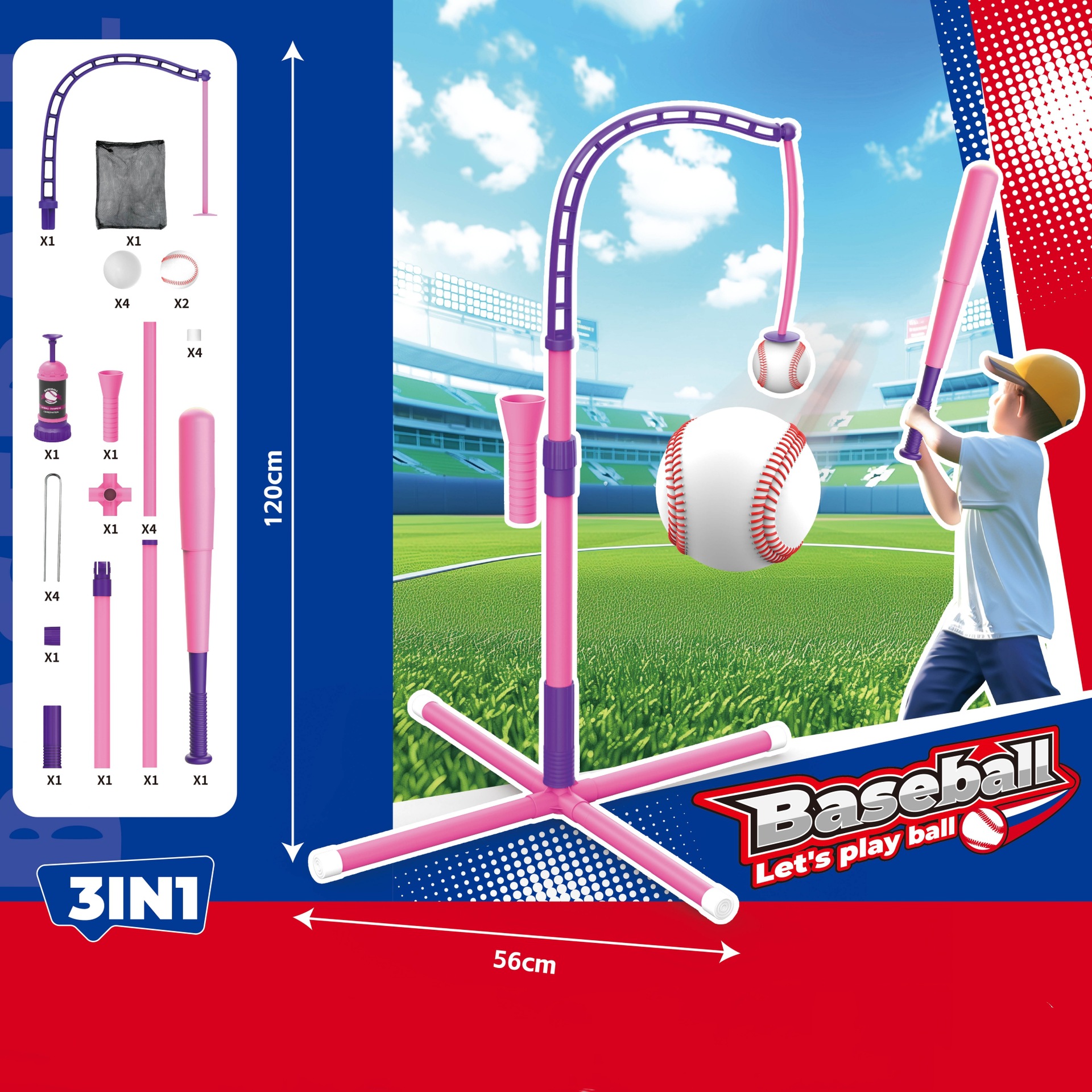 3-in-1 Tee Ball Set for Kids