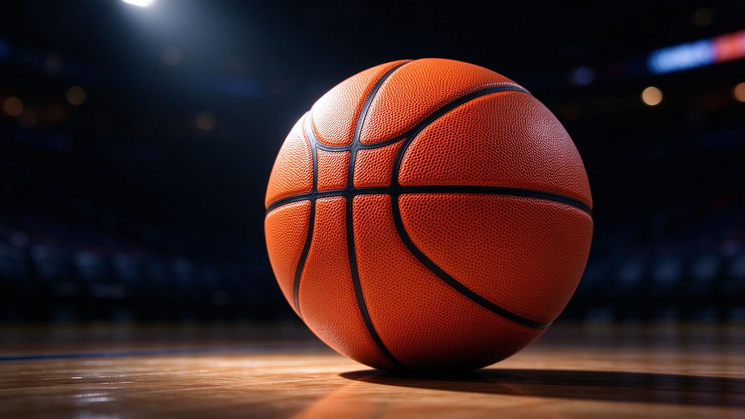 Basketball close-up on hardwood