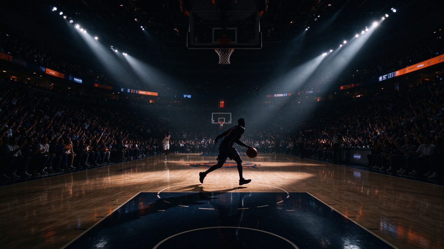 Basketball arena during a game