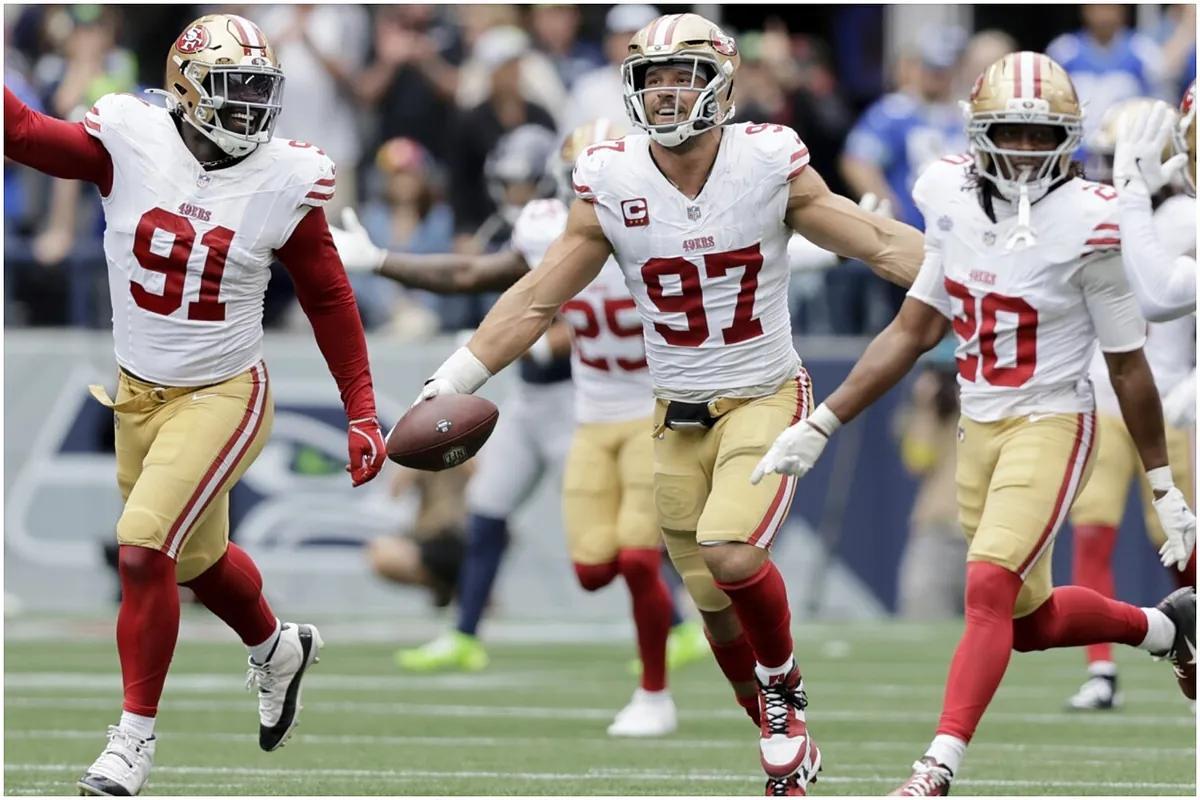 49ers defenders on the field