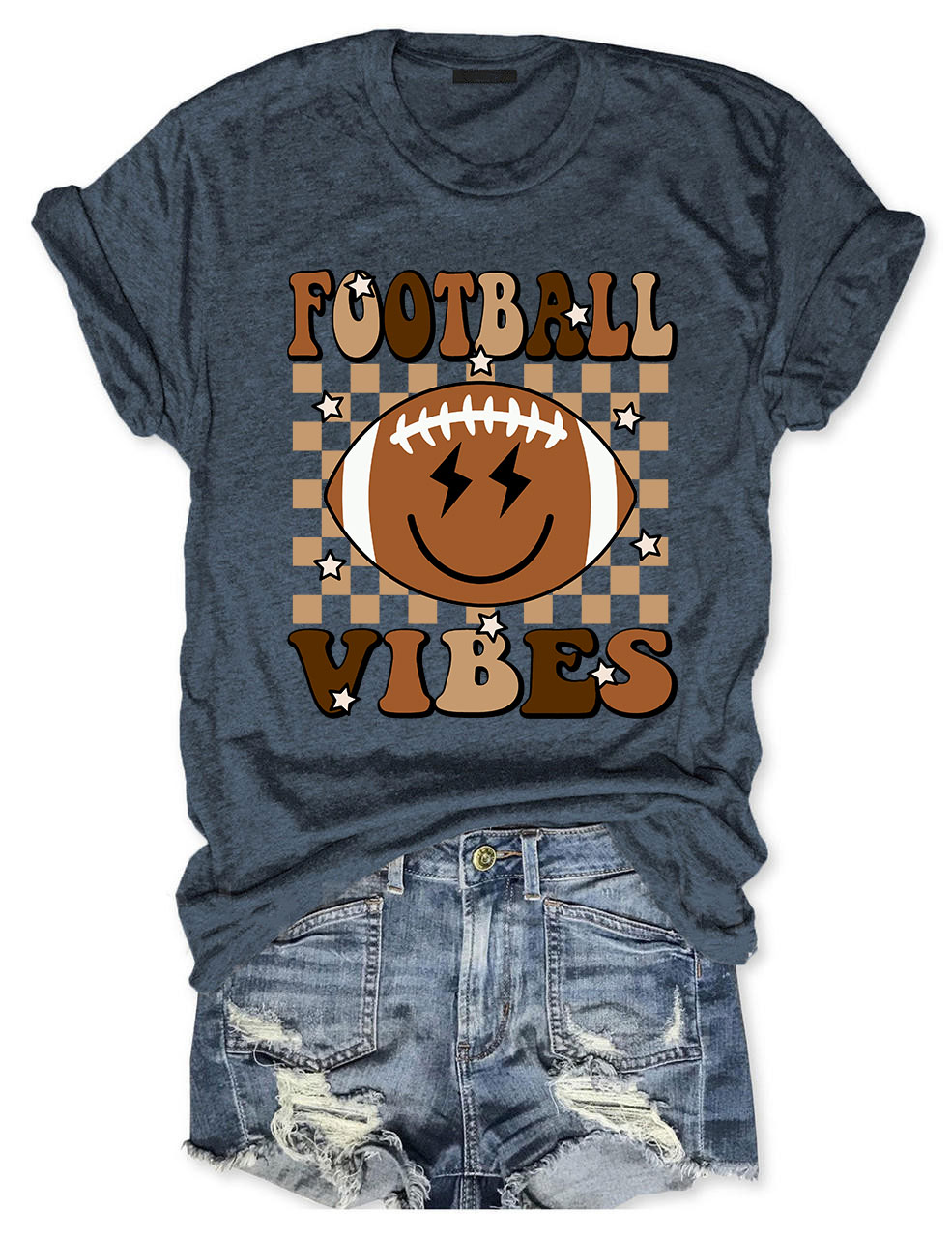 Smile Happy Face Football Vibes T-Shirt