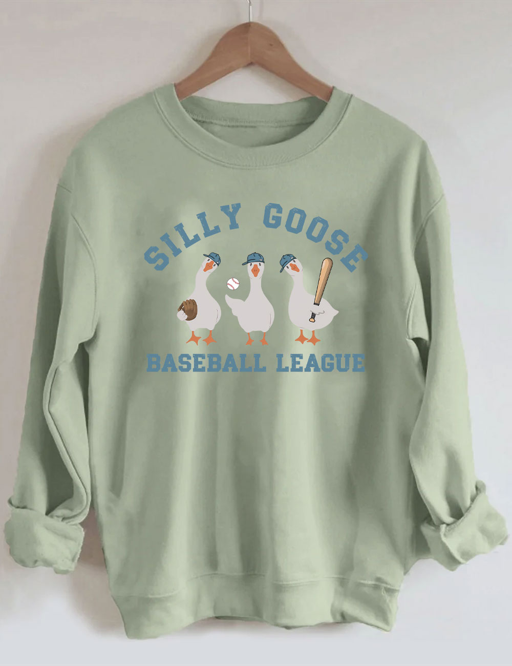 Embroidery Funny Silly Goose Baseball Sweatshirt