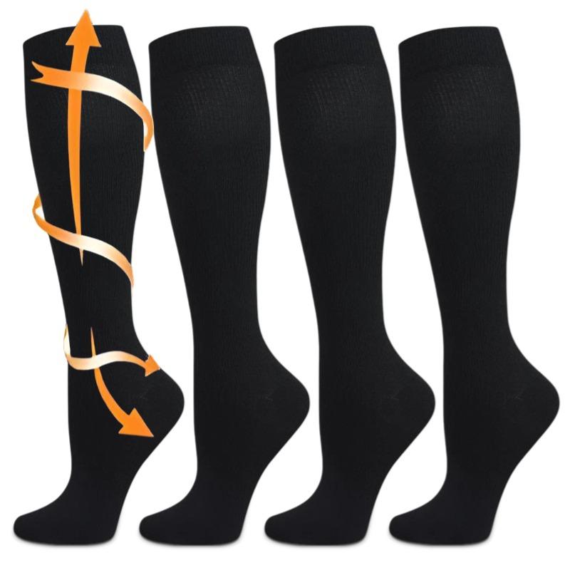 Knee-high Sports Socks for Men and Women - 4 Pairs Socks