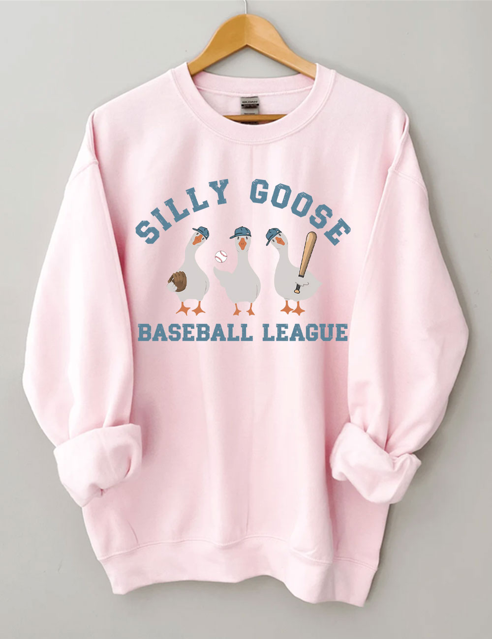 Embroidery Funny Silly Goose Baseball Sweatshirt